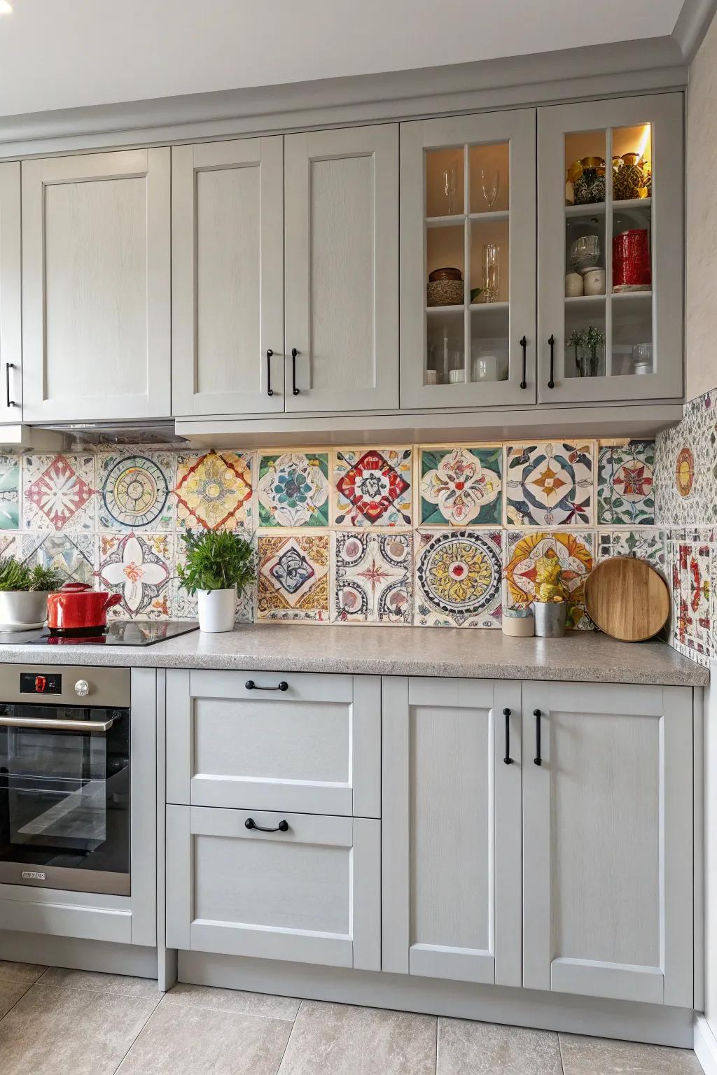 Patterned splashbacks inject vibrancy and visual interest.