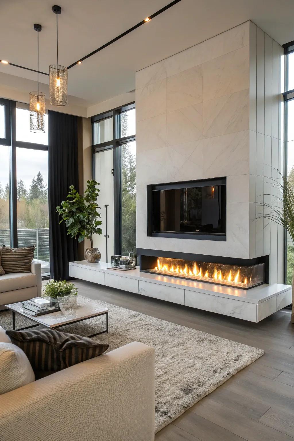 Delight in the versatility of a ventless ethanol linear hearth.