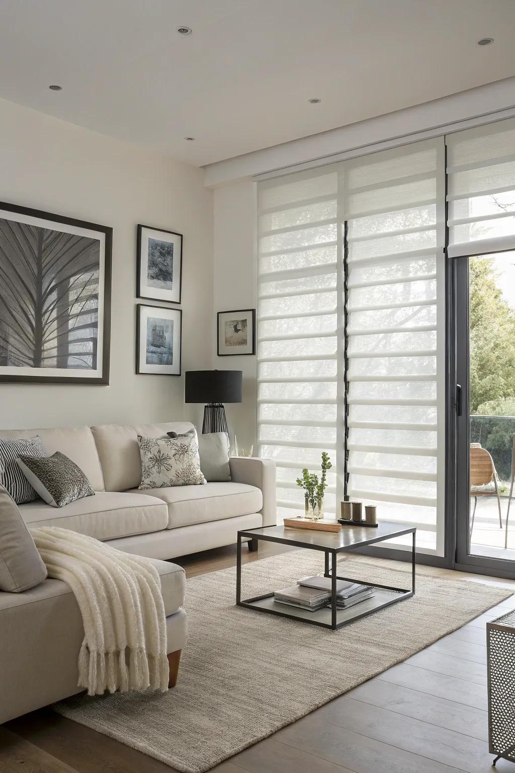 A distinctive aesthetic is achieved with the frosted glass effect.