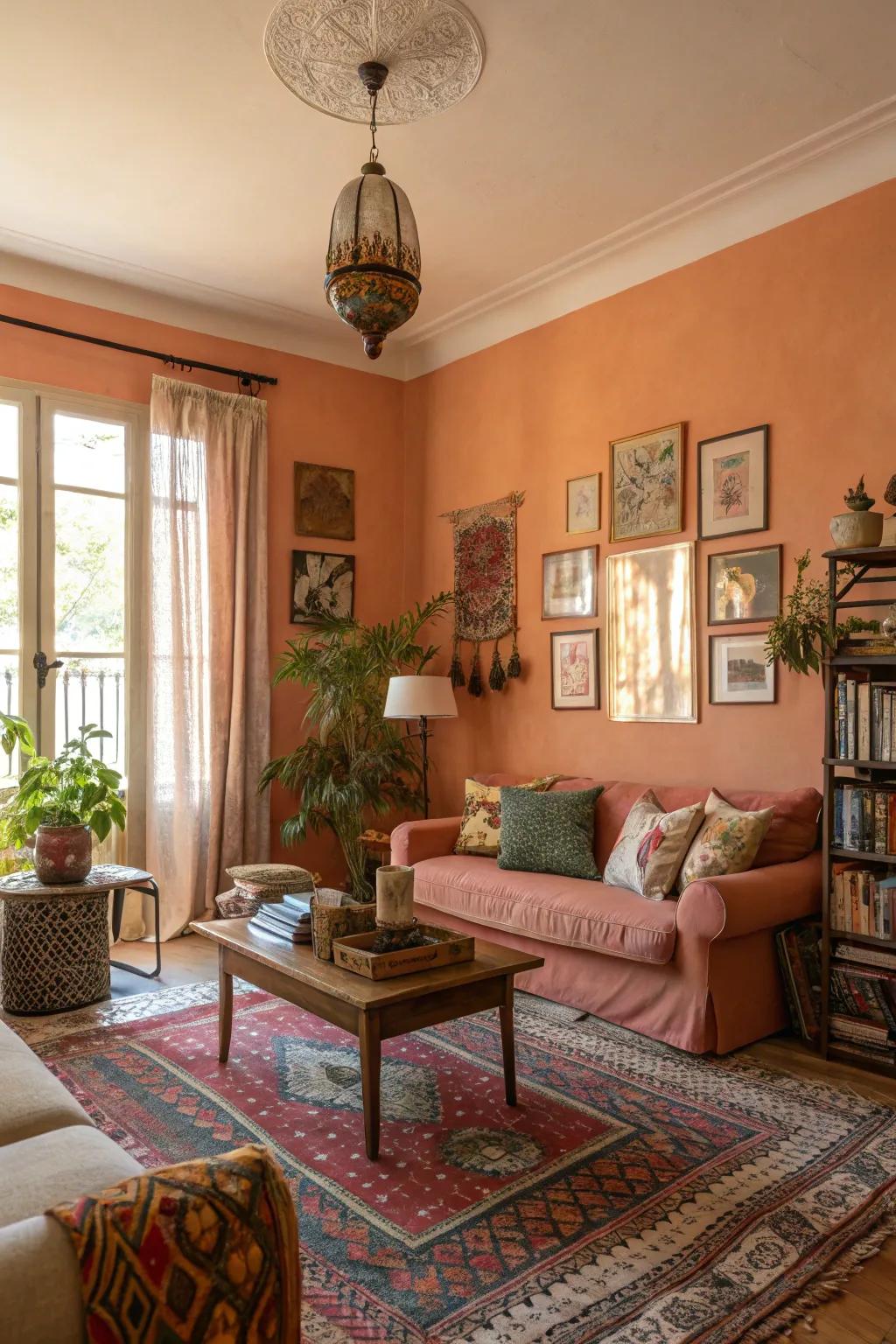 Apricot hues add unique charm and warmth.