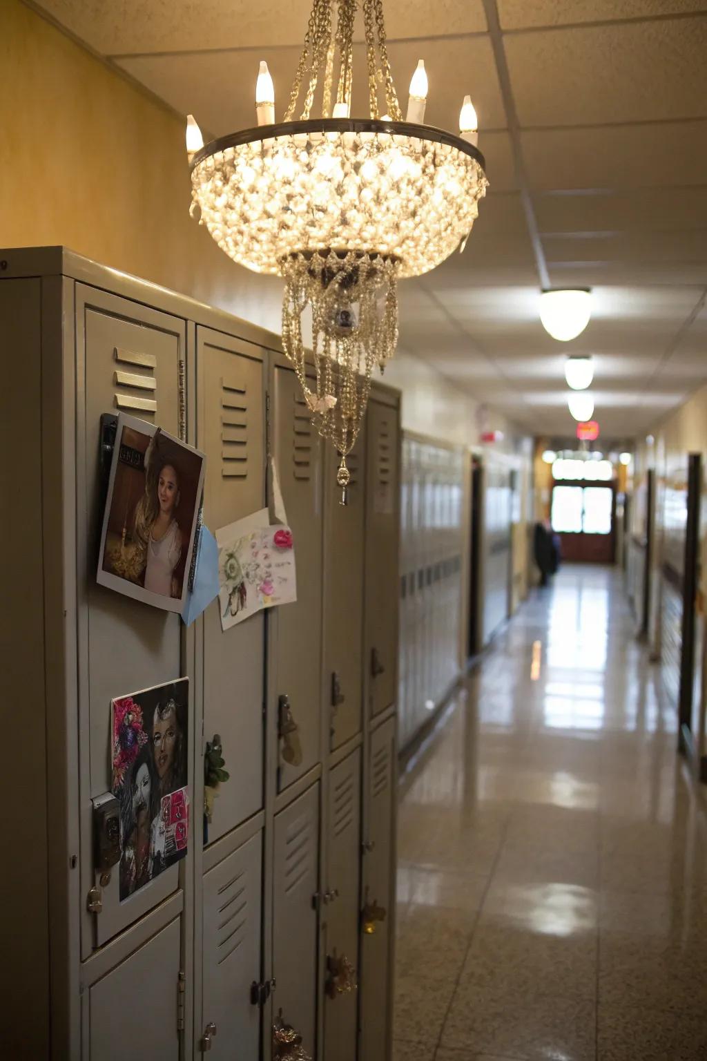 A locker with a mini candelabra, adding elegance and illumination.