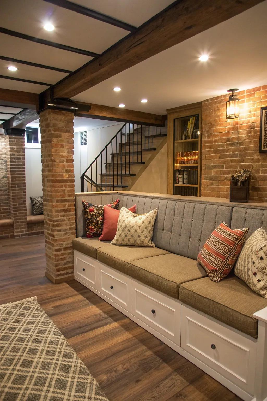 Fitted seating maximizes space and adds function.