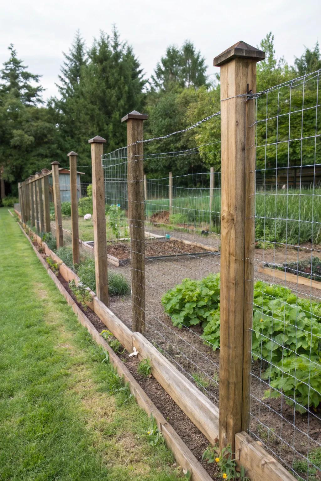 Achieve a modern look with hog wire fencing.