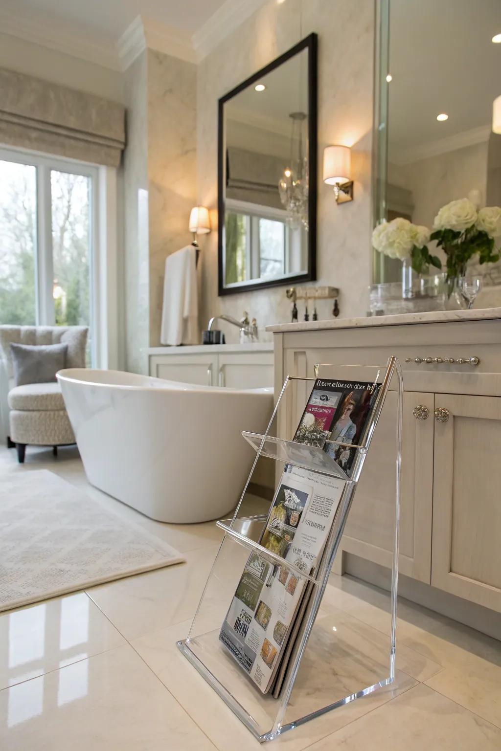 Clear acrylic holders maintain an open and airy feel.