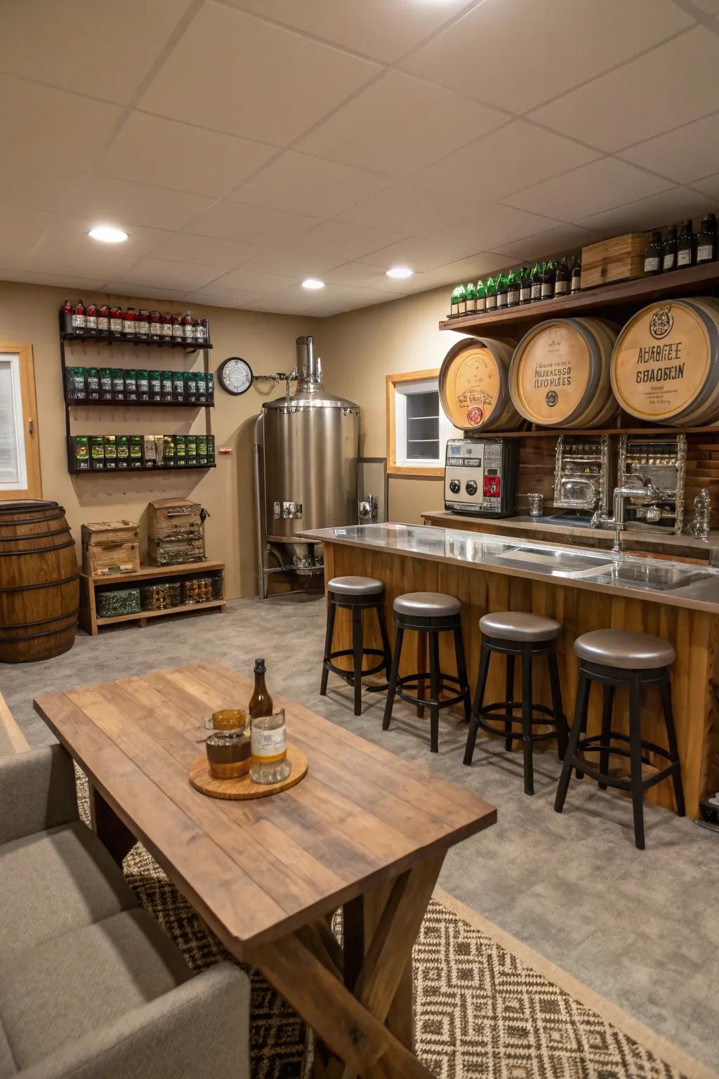 Craft your own beer via a home brewery.