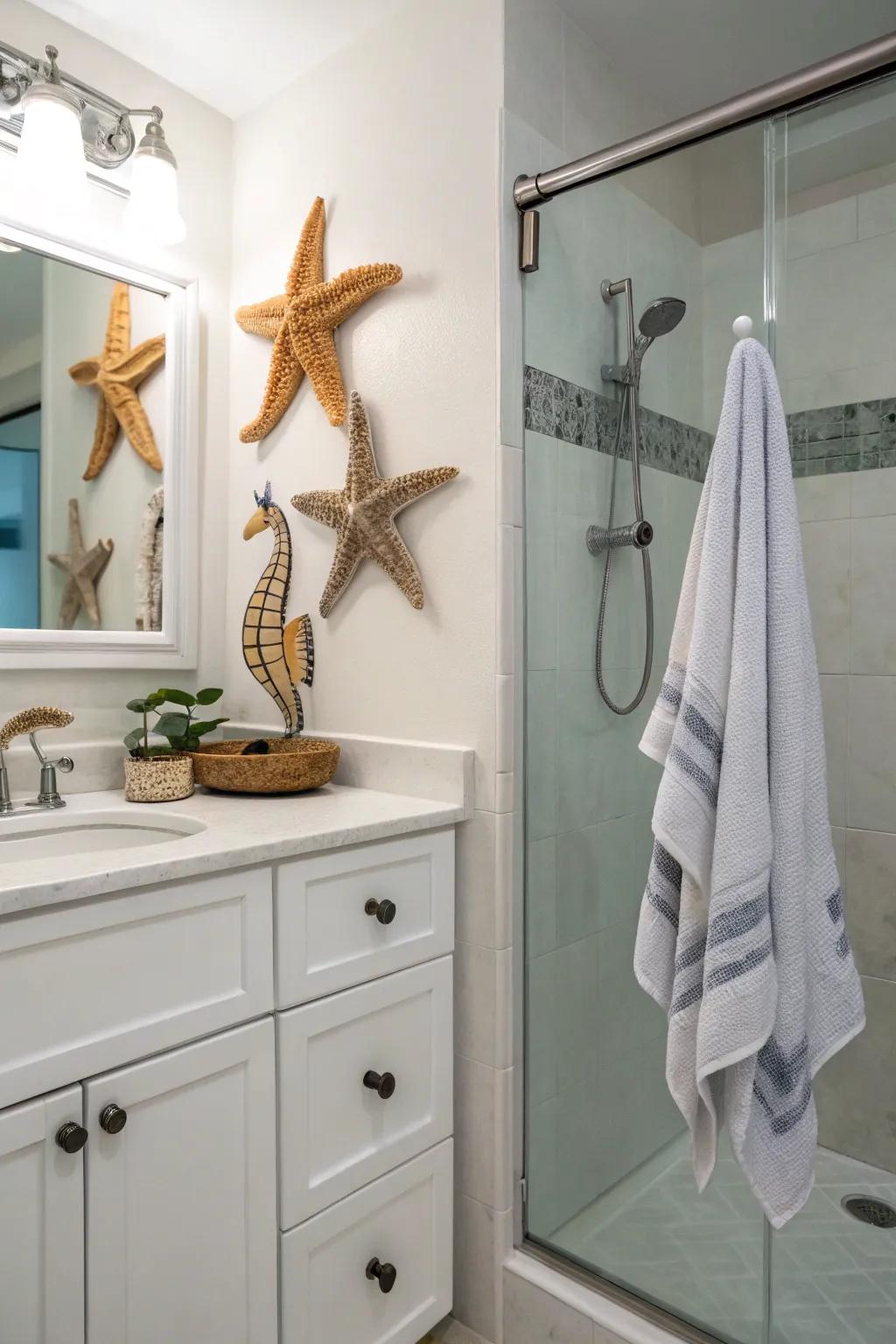 Playful cloth hangers introduce a whimsical element to the decor.