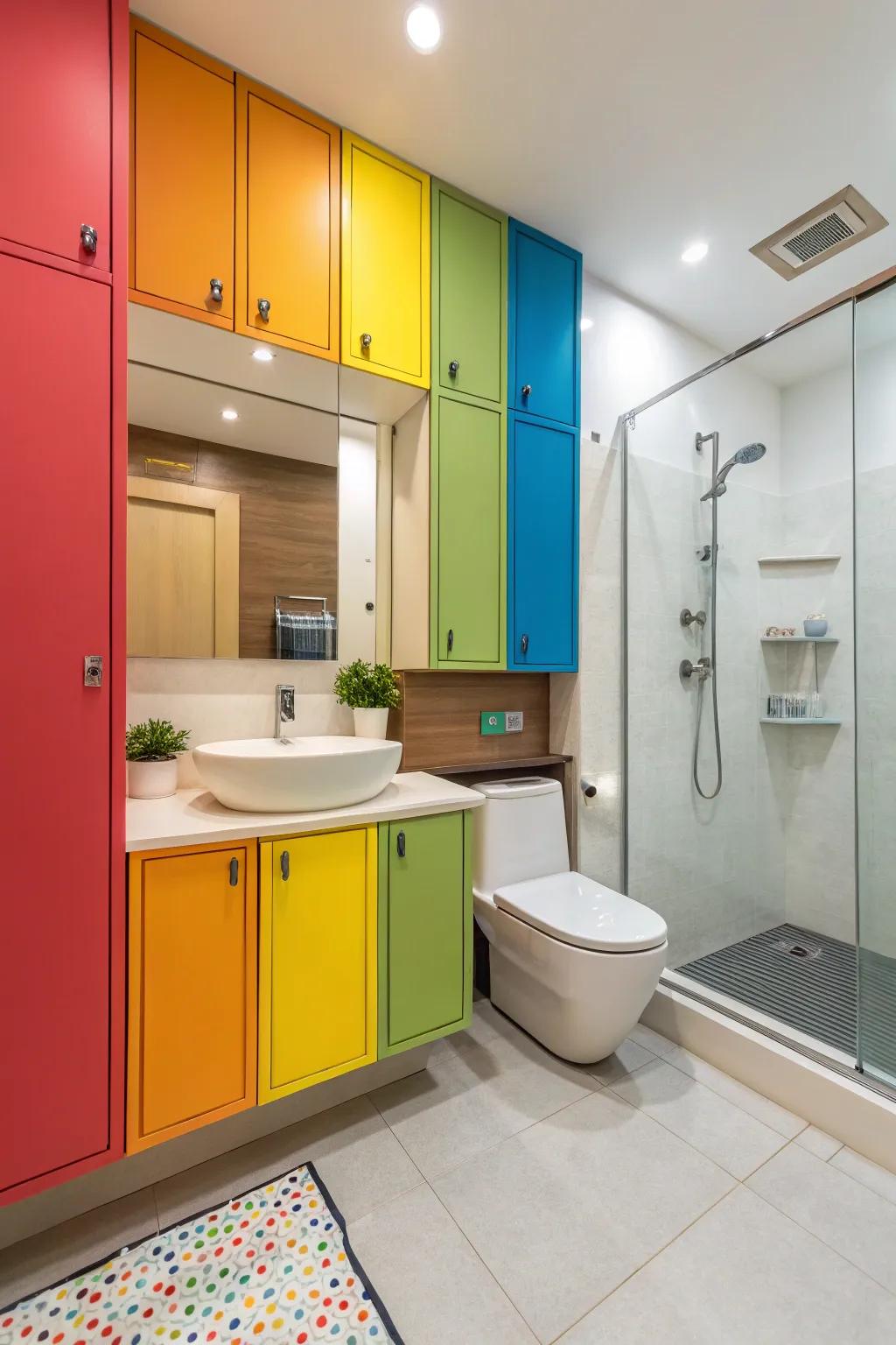 Painted cabinetry adds a burst of fun.