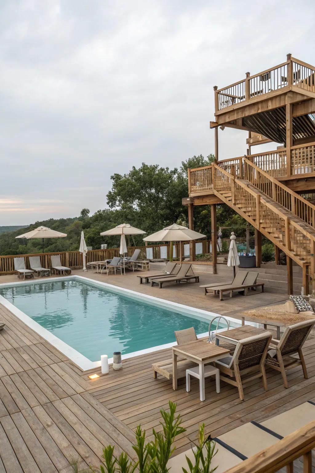 Multi-level decking delivers diverse functionality.