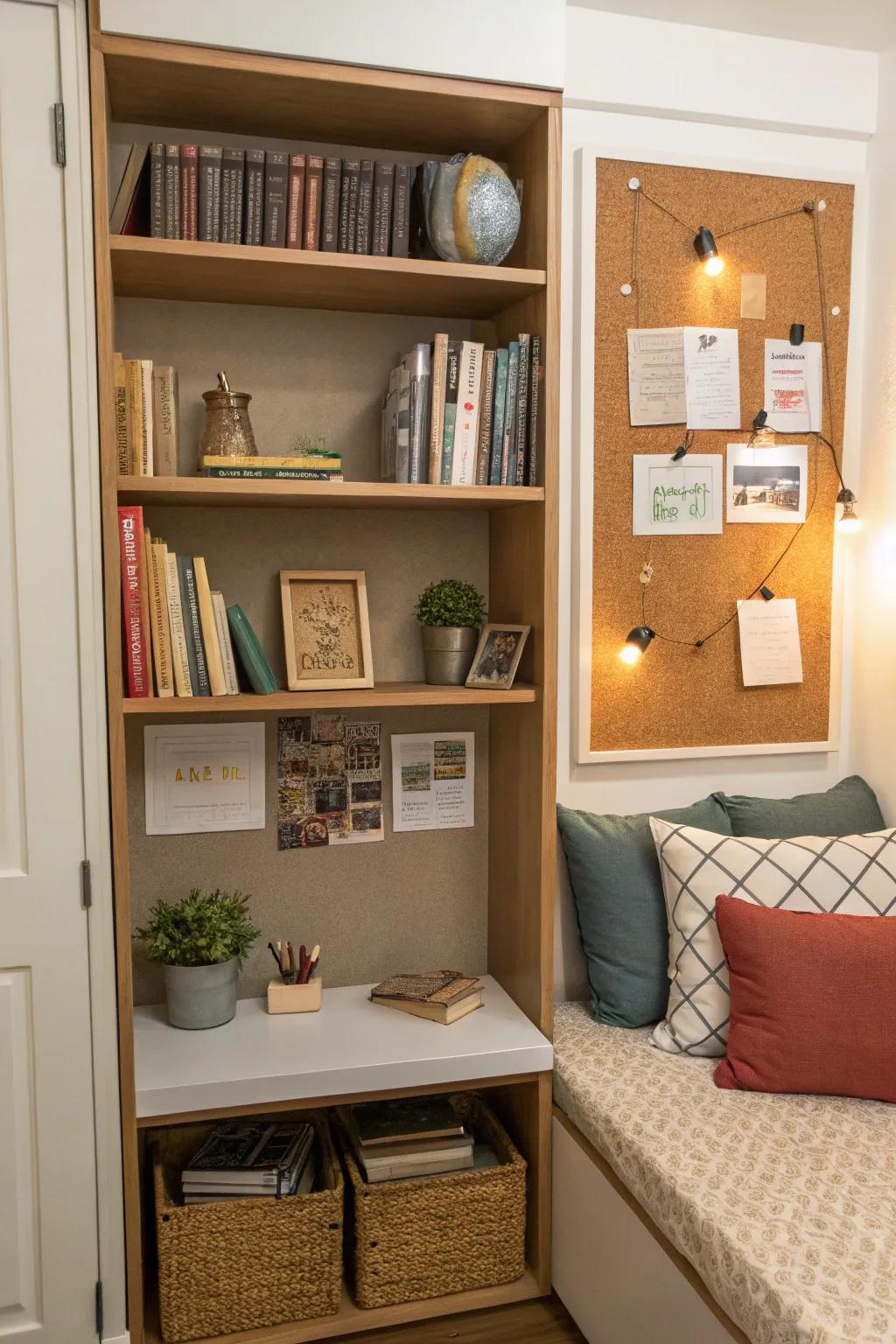 Floating shelf boards maximize space and utility elegantly.