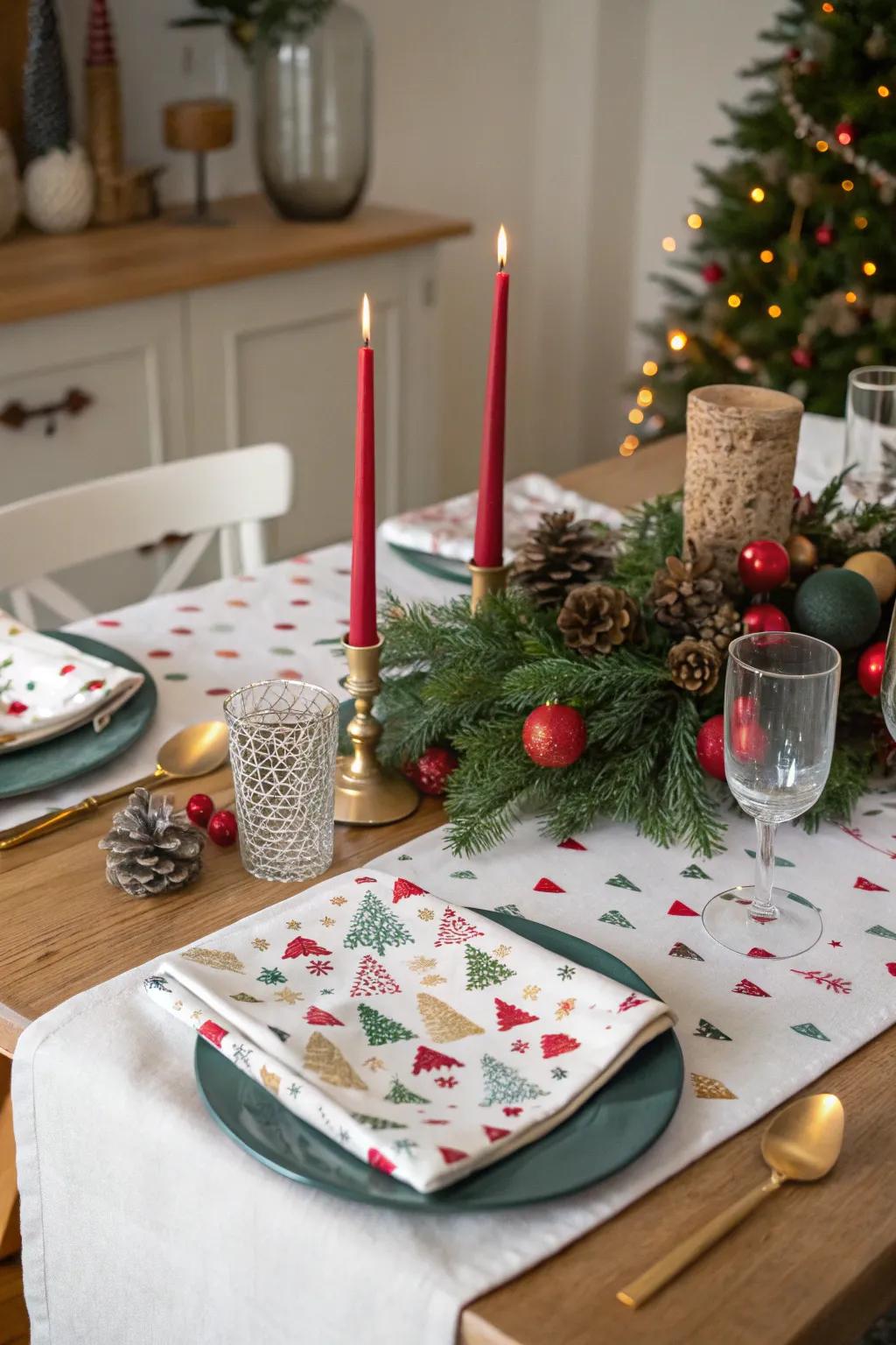 A creative table setting featuring lively designs for added amusement.