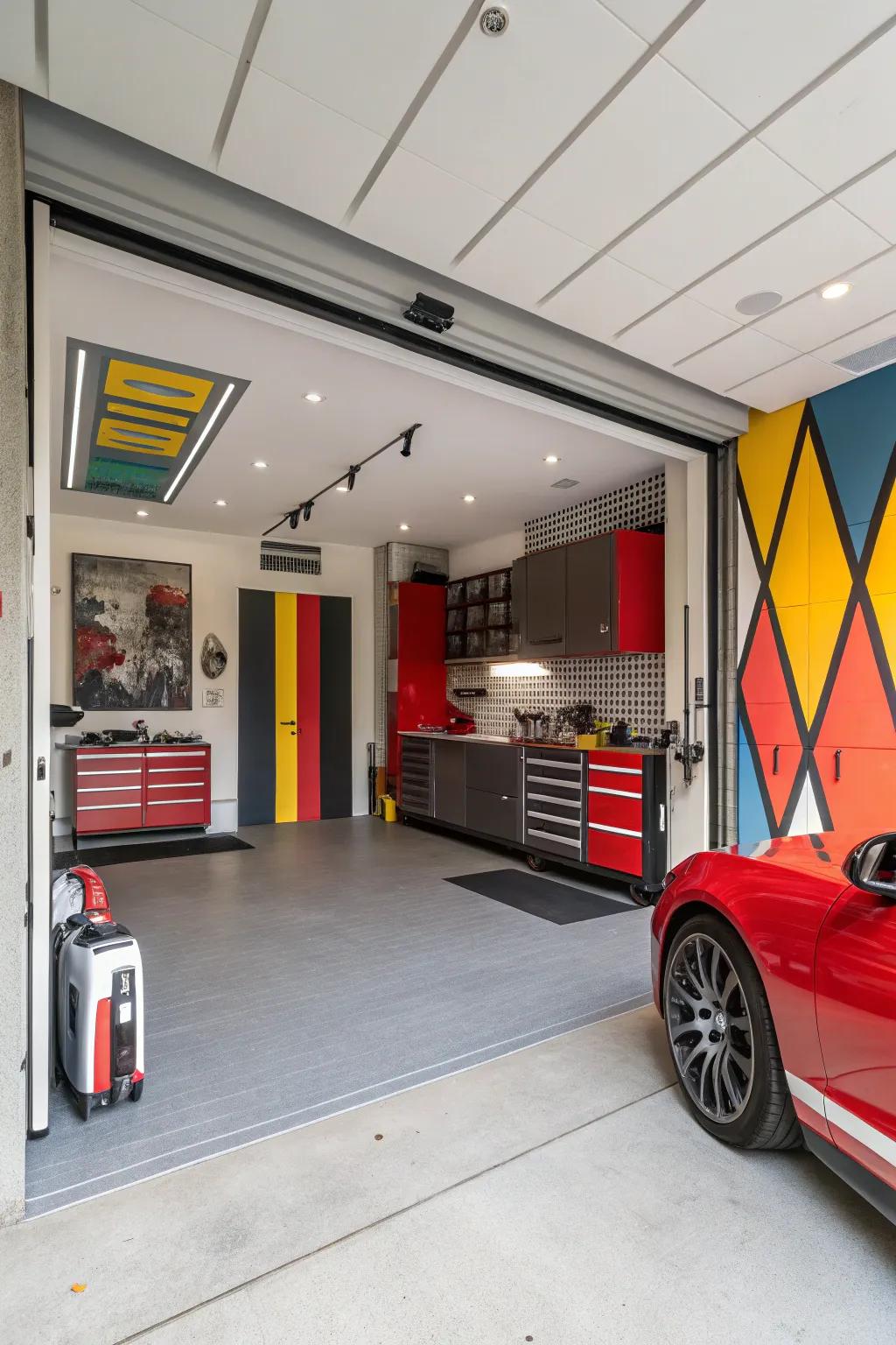 Use bold colors to energize your garage.