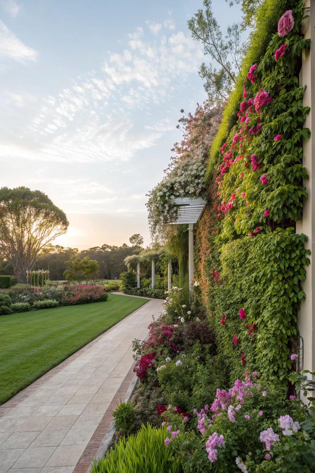 Living walls furnish lush backdrops and enhance air quality.