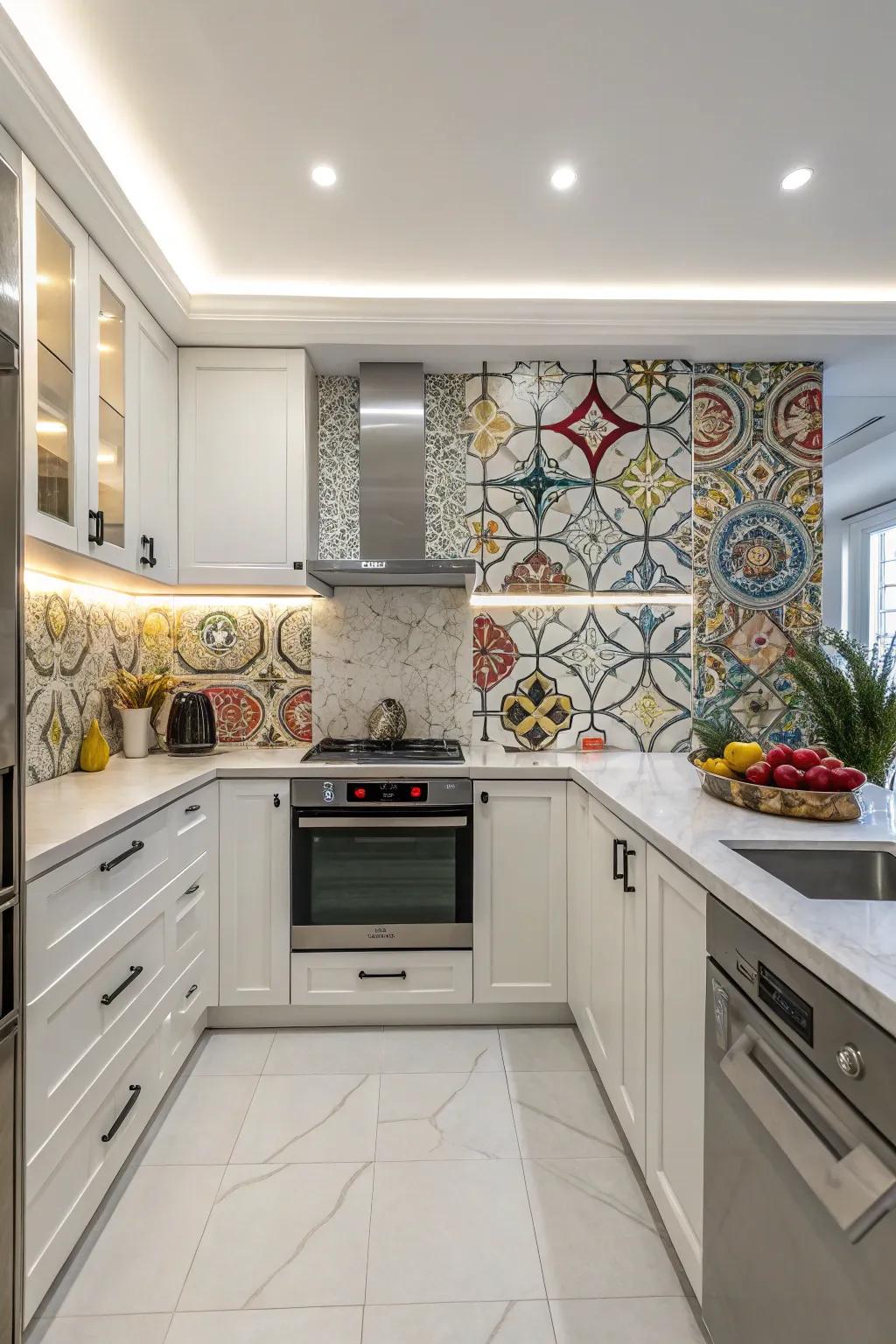 Custom art panels turn your kitchen into a gallery.