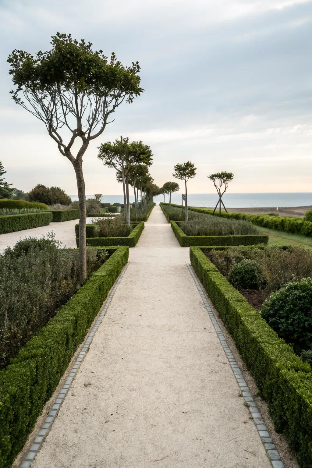 A minimalist garden path that showcases the beauty of simplicity.