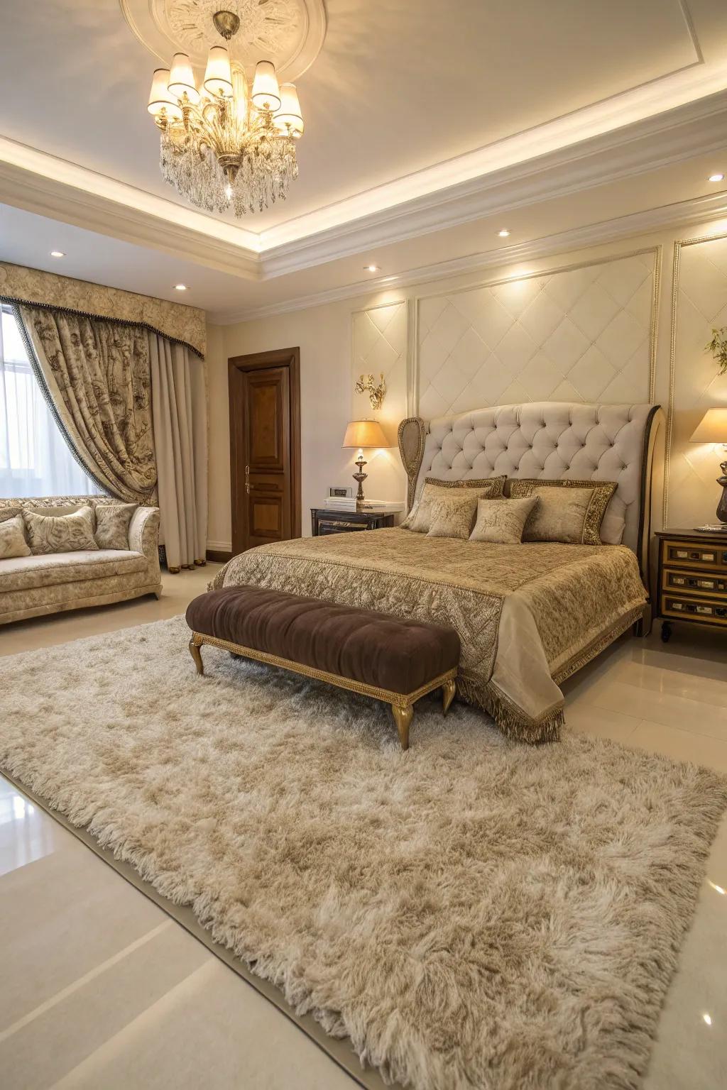 Plush rugs add a sense of luxury.