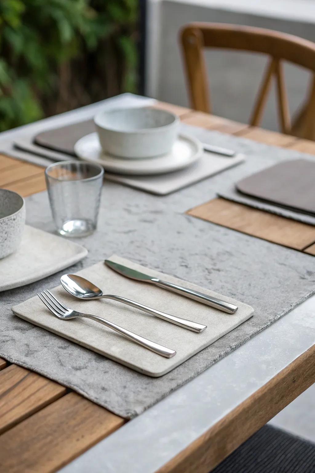 Using non traditional materials adds to the character of the dining setting.