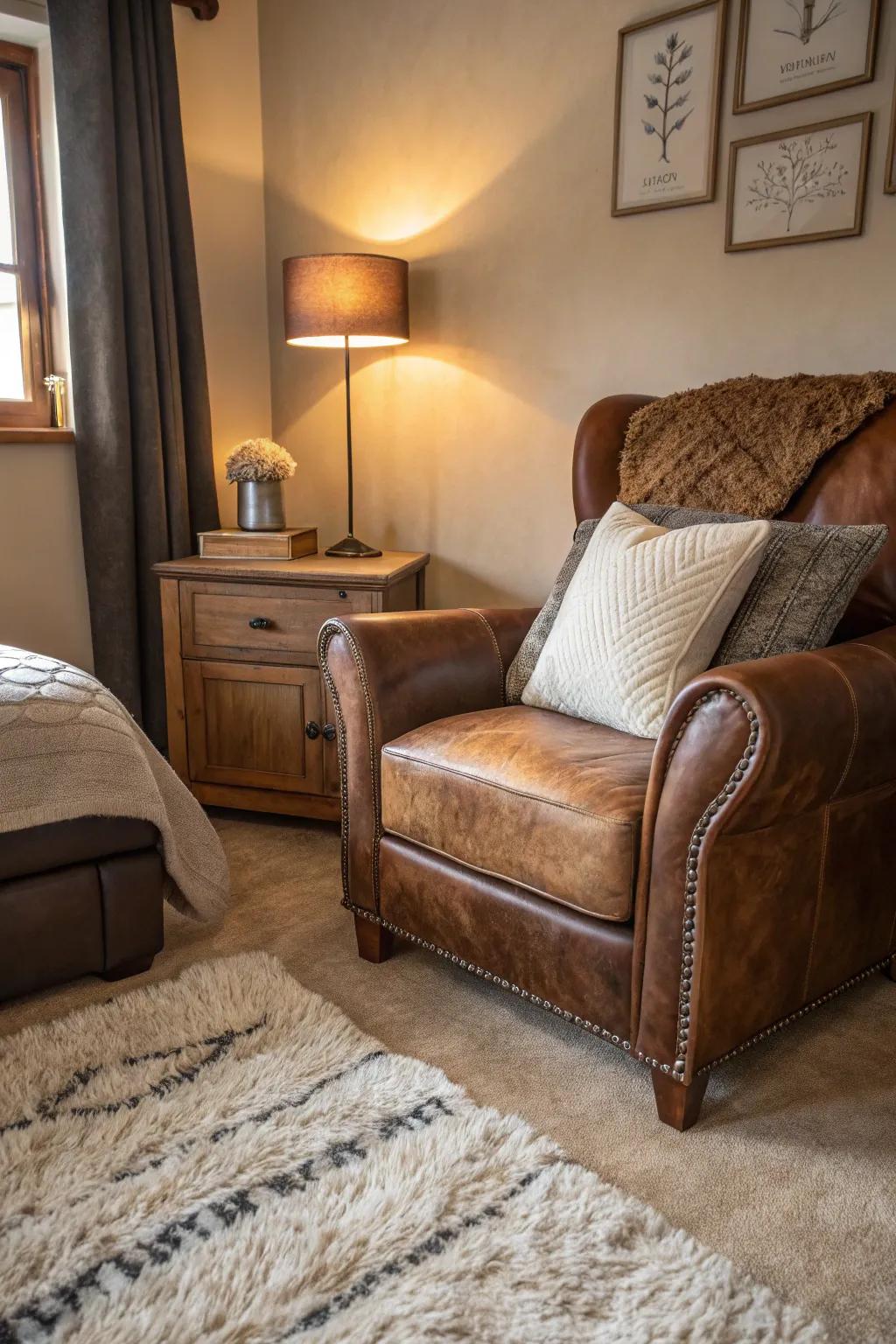 Layering fabrics introduces dimension and richness to the area.