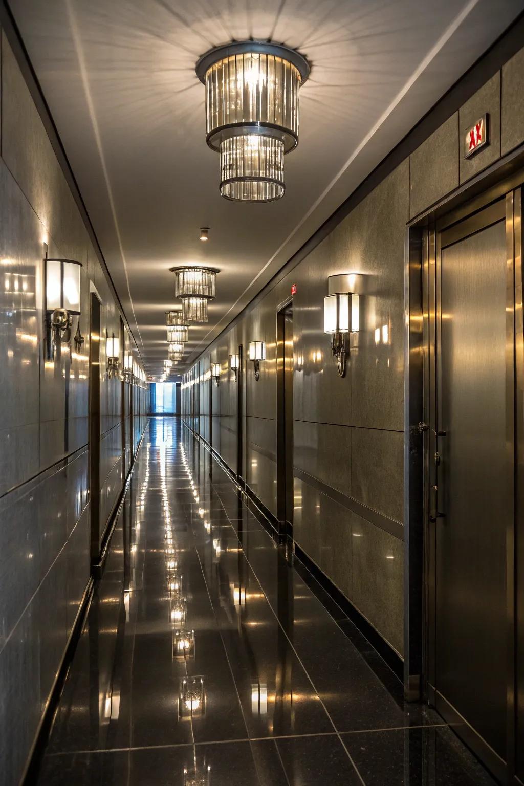 Reflective planes enhance illumination and infuse a trace of sophistication.