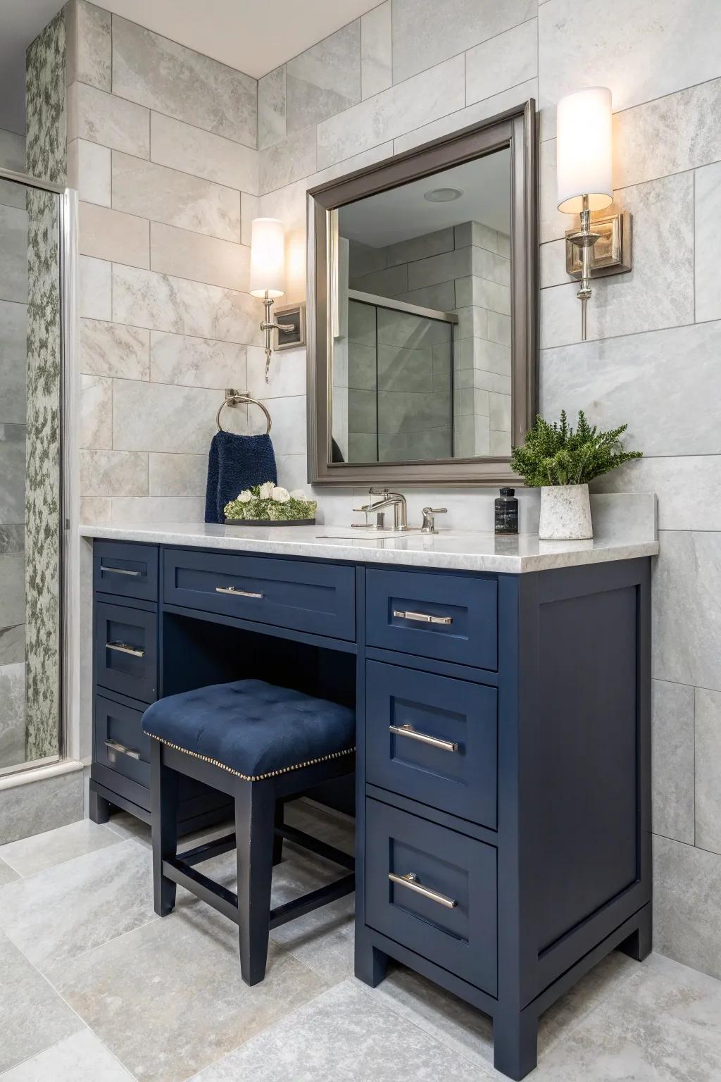 Rock tiles offer textural contrast.