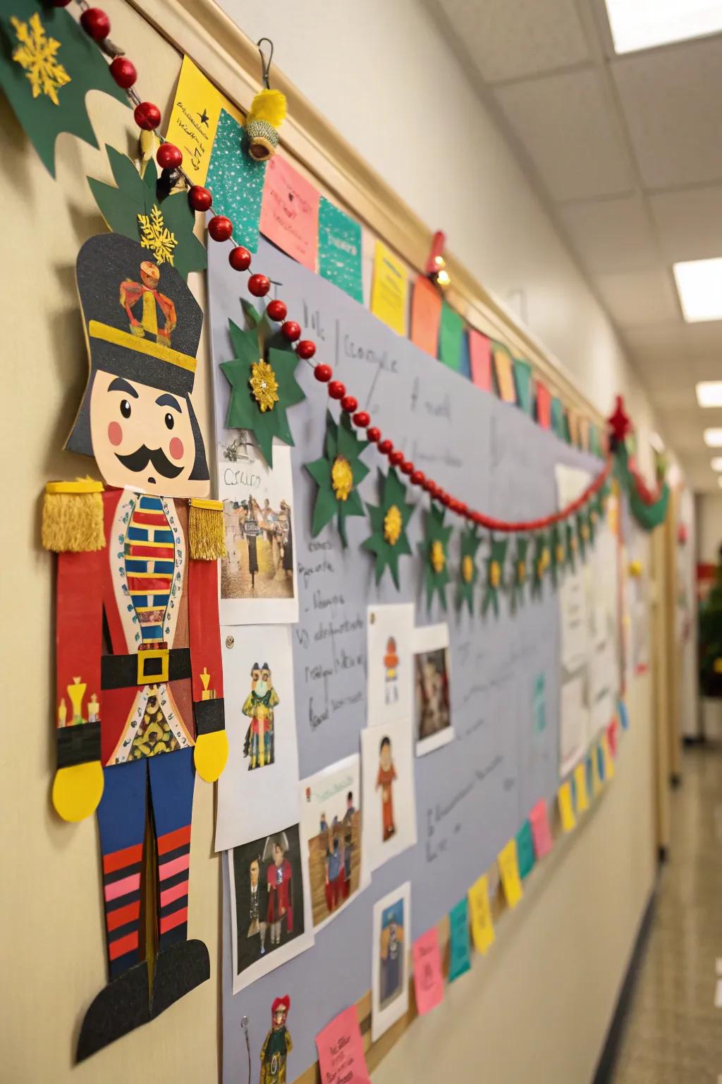 Whimsical Toy Soldier garland adds charm.