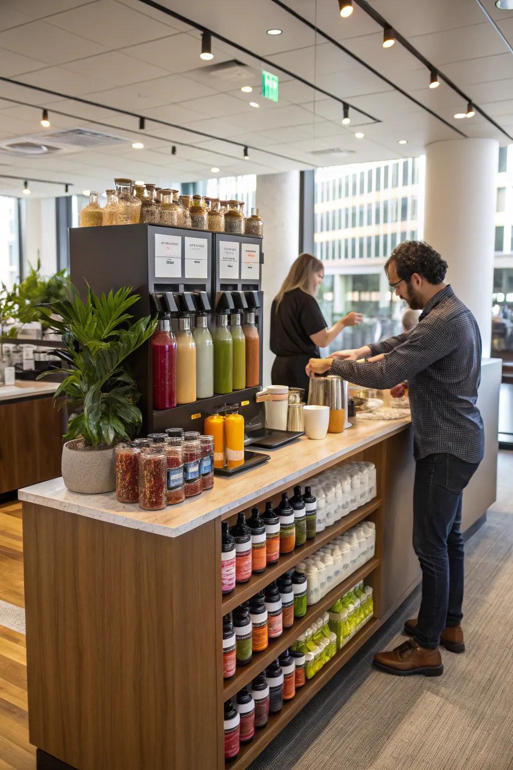 A custom flavor setup allows everyone to personalize their coffee.