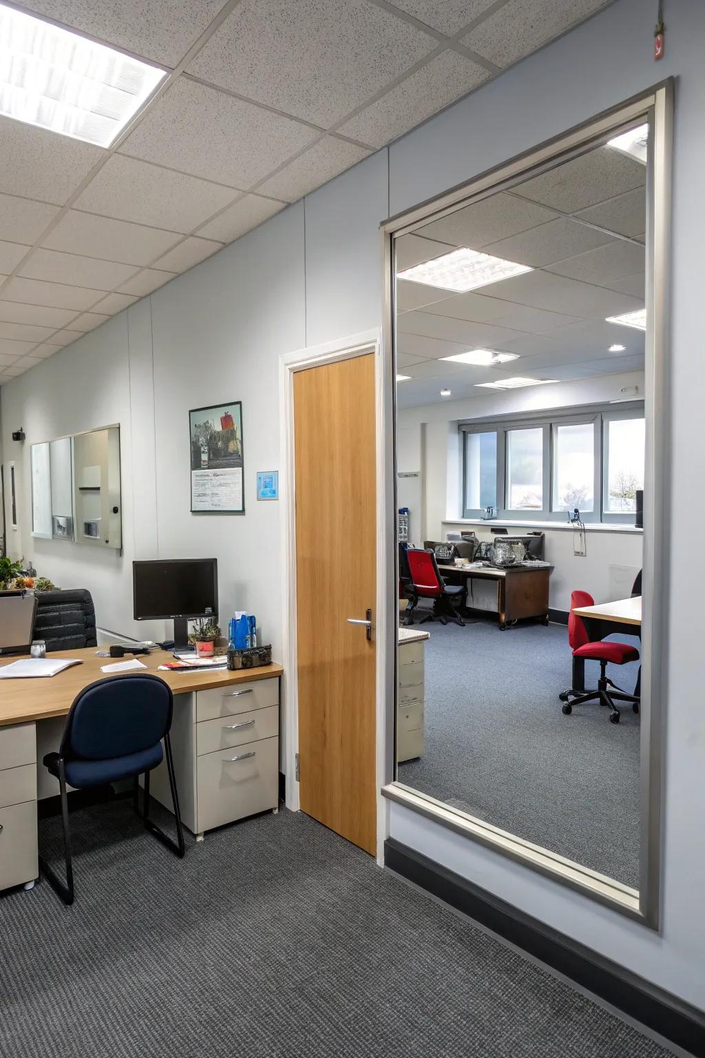 Use mirrors to create the illusion of an expanded workspace.