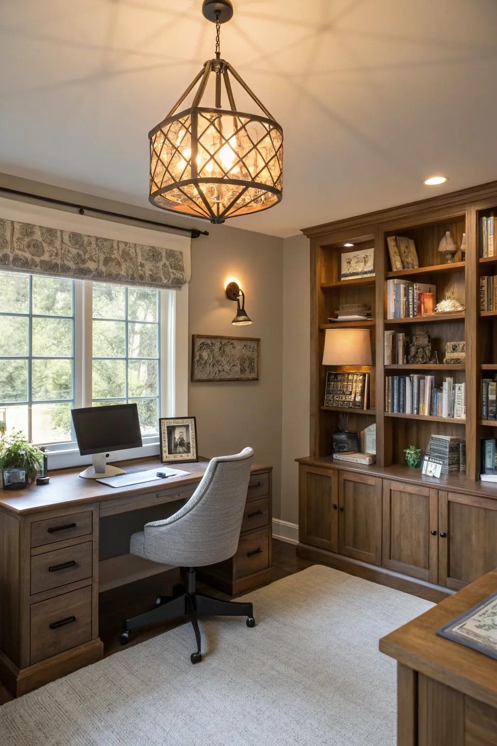 A striking light adds artistic light to the virtual background.