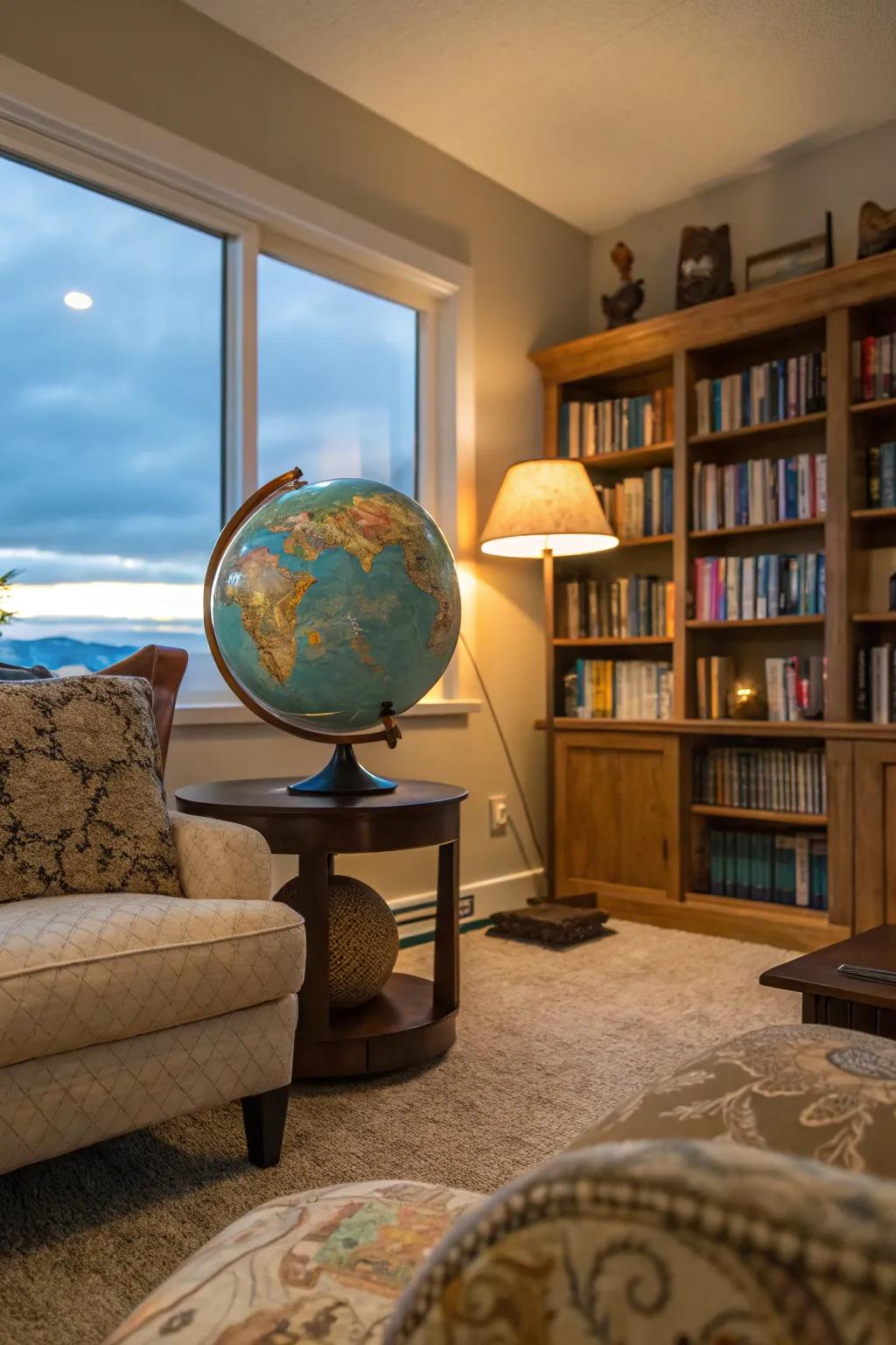 A learning globe inspiring curiosity and adventure.