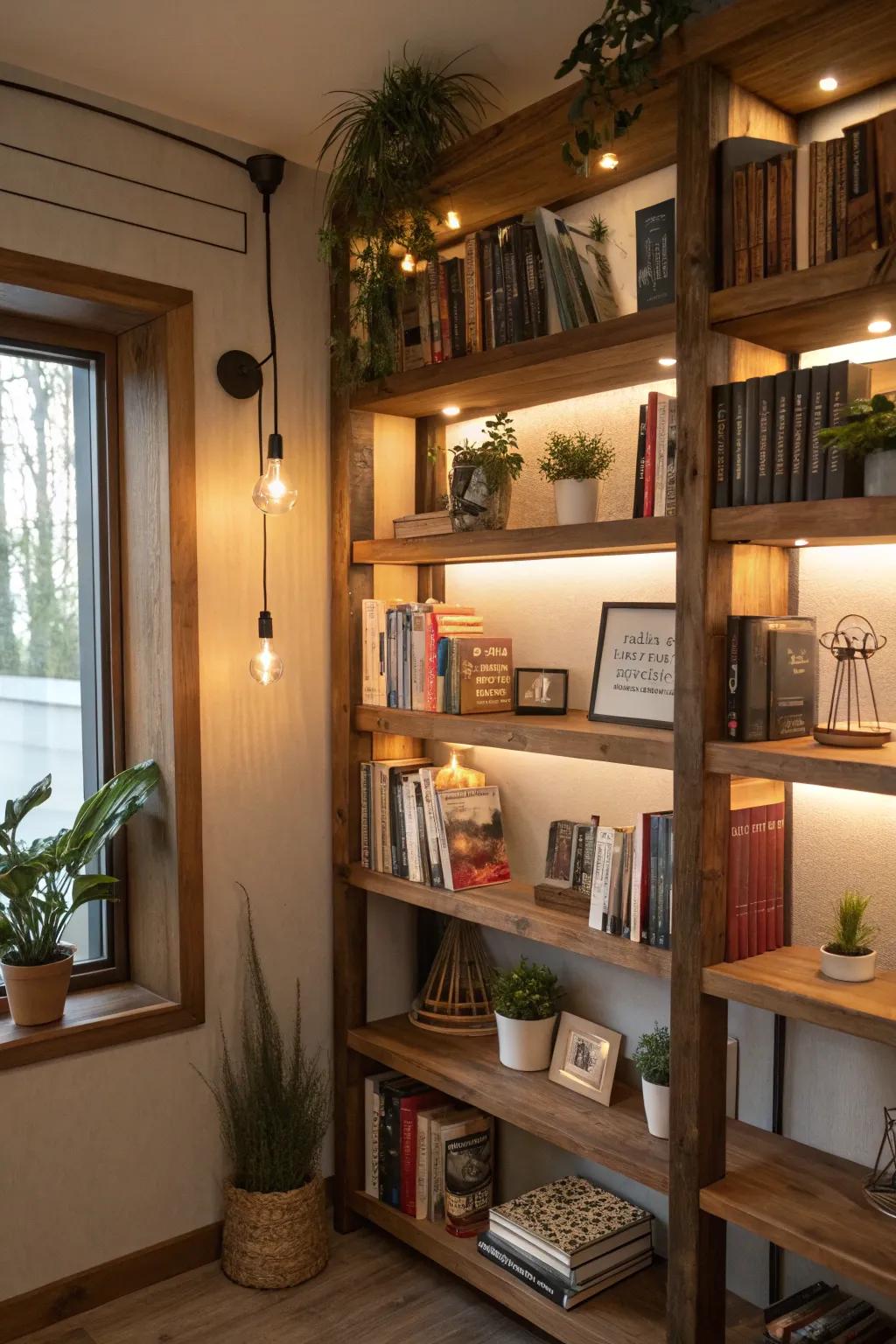 Corner shelves make use of every square inch.