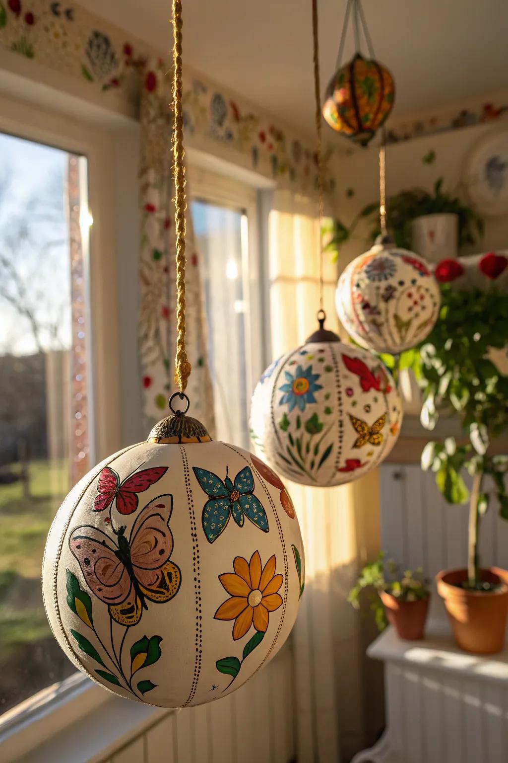 Whimsical butterfly ornaments bring a touch of summer to winter decor.