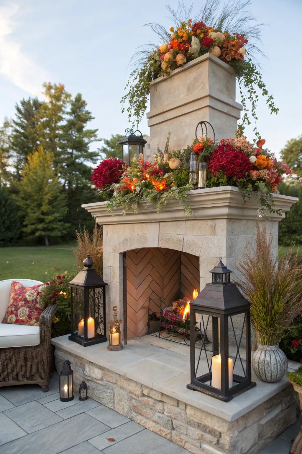 Customize your fireplace ledge using distinct seasonal decor.