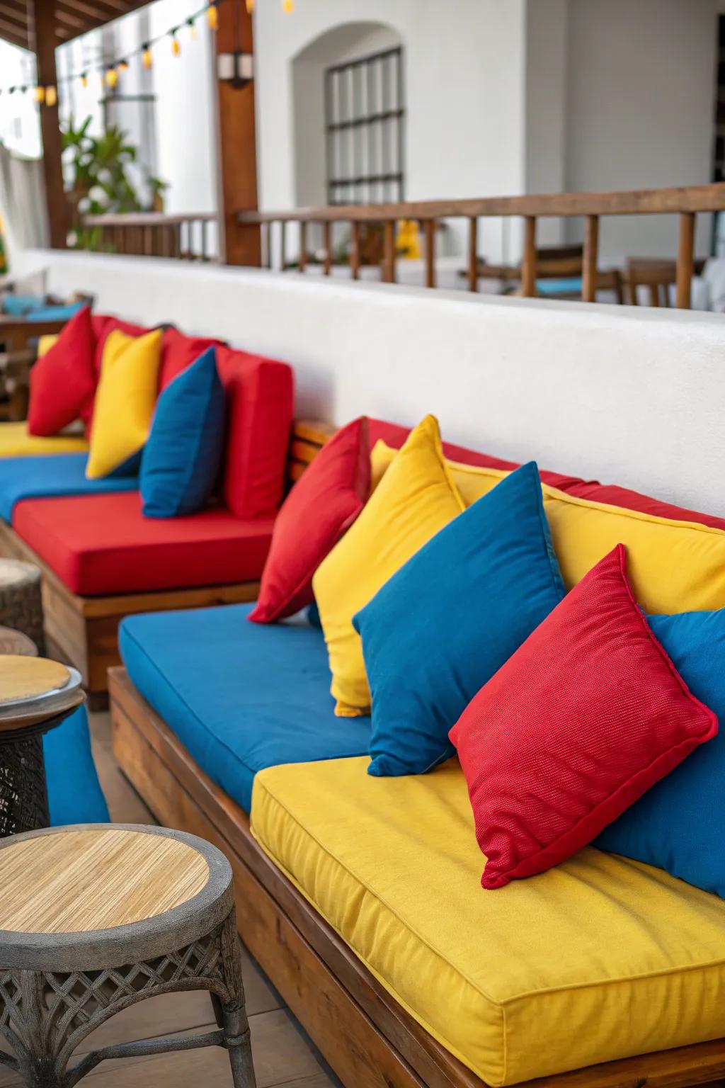 Colorful supports enhance comfort and style.