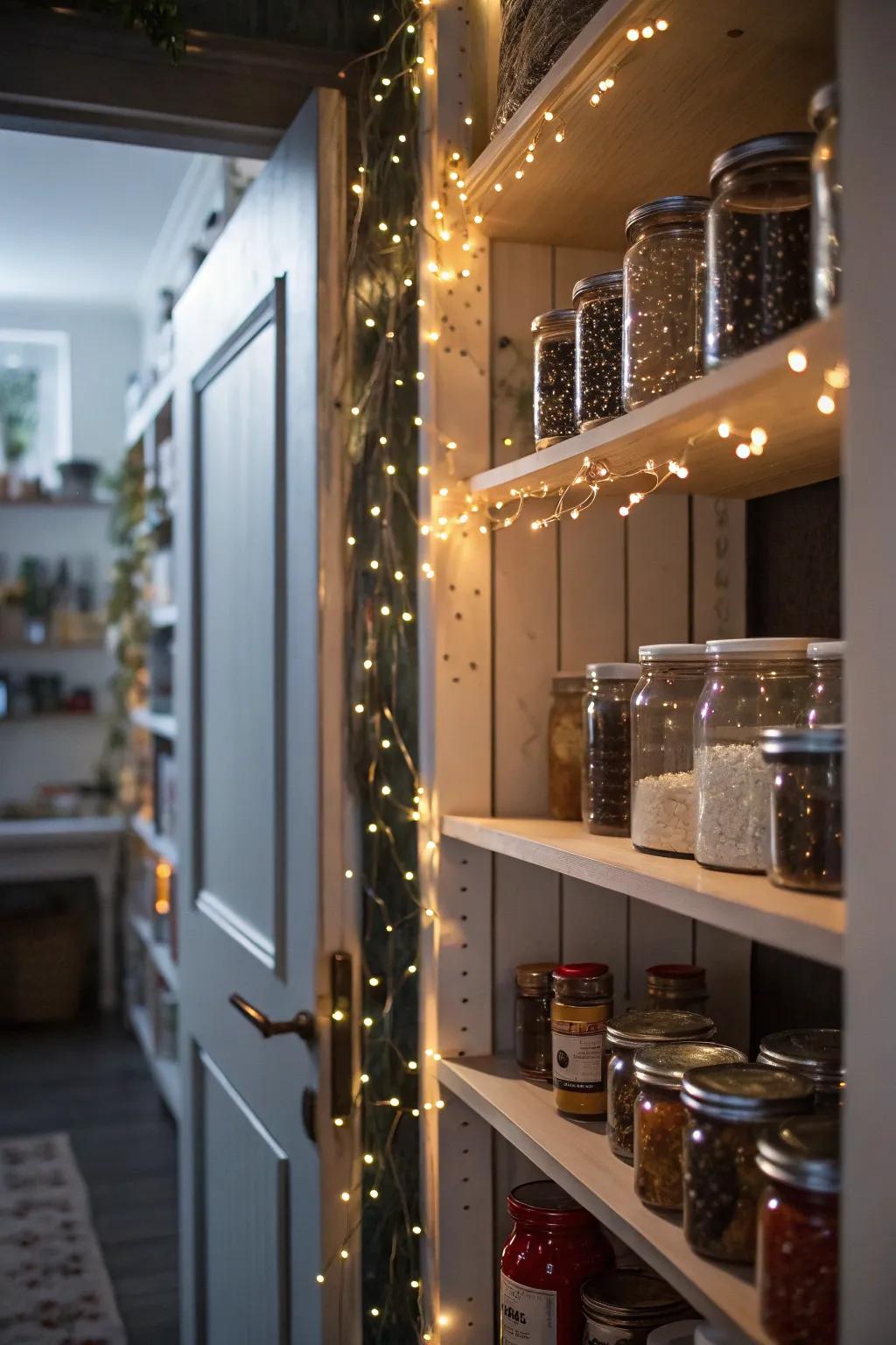 Strand lights add a whimsical touch.