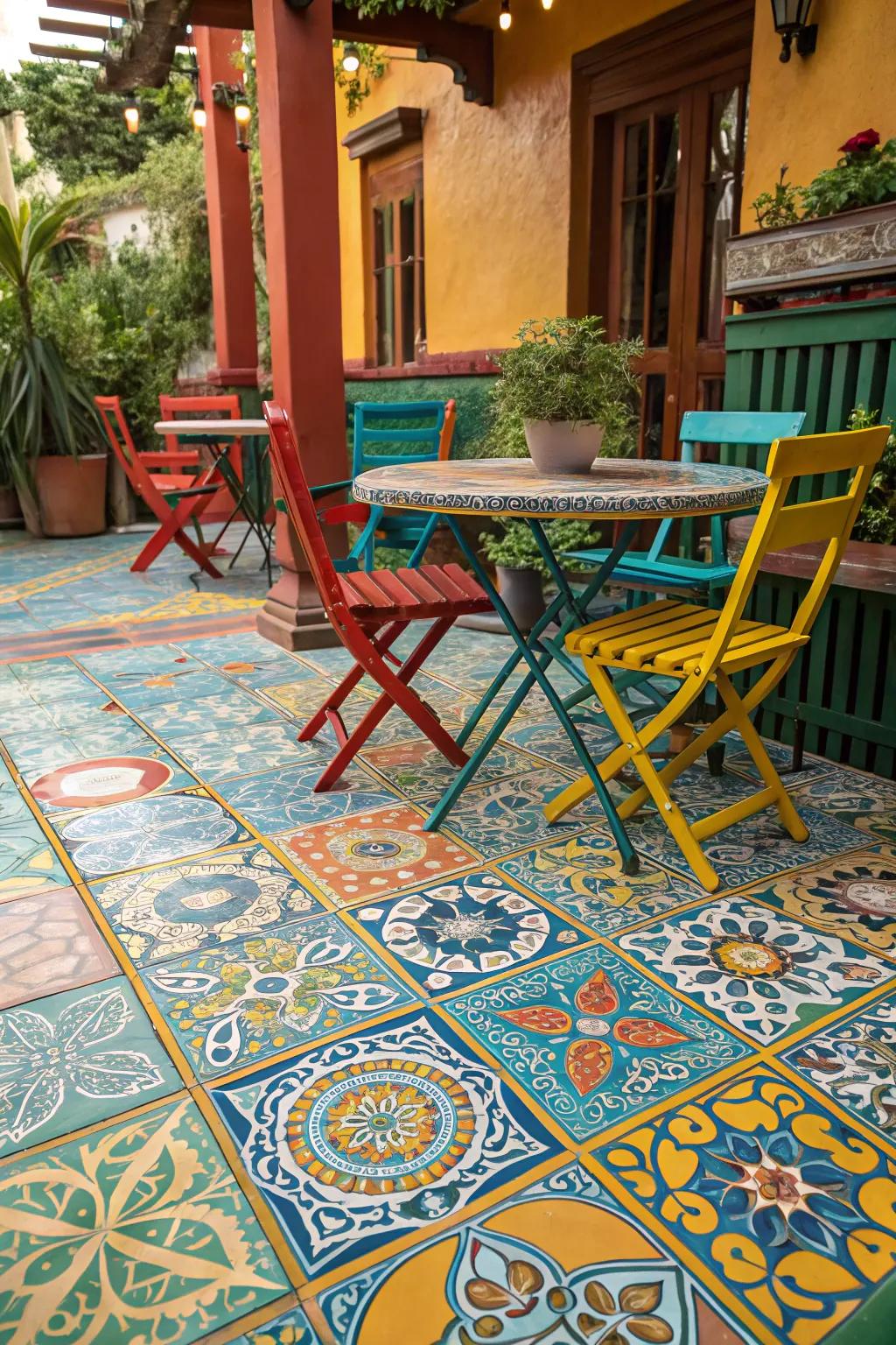 Express inventiveness with patterned stone tiles.