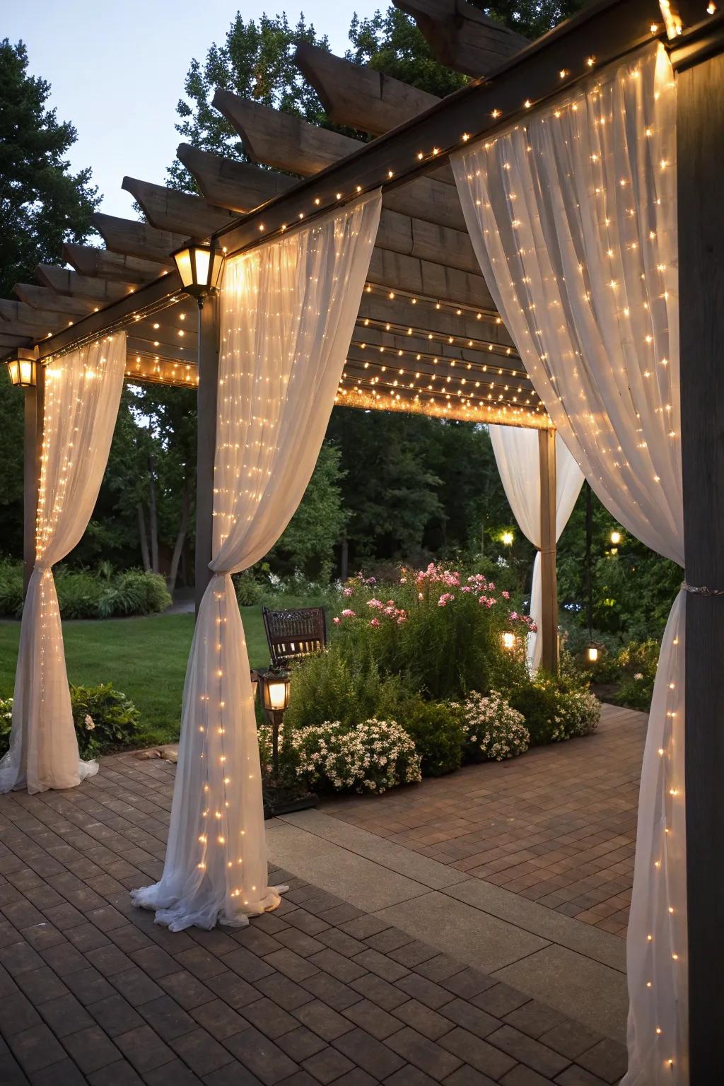 Drape lights deliver a glamorous curtained effect.