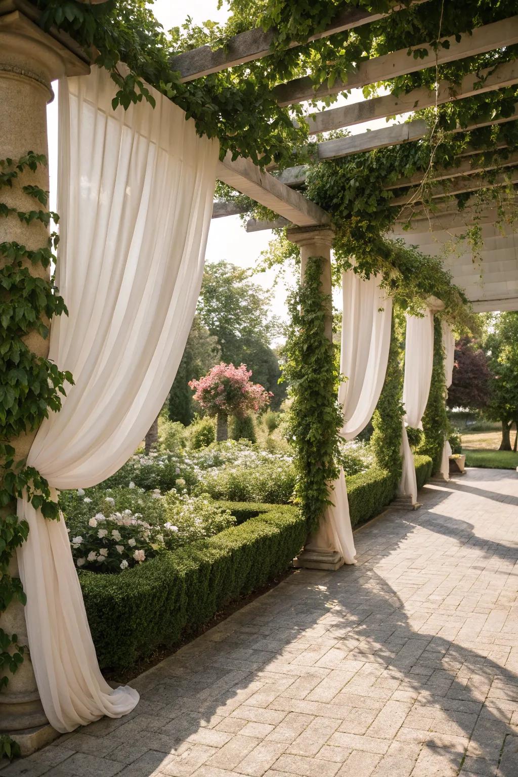 Pergola drapes can help you create a private paradise.