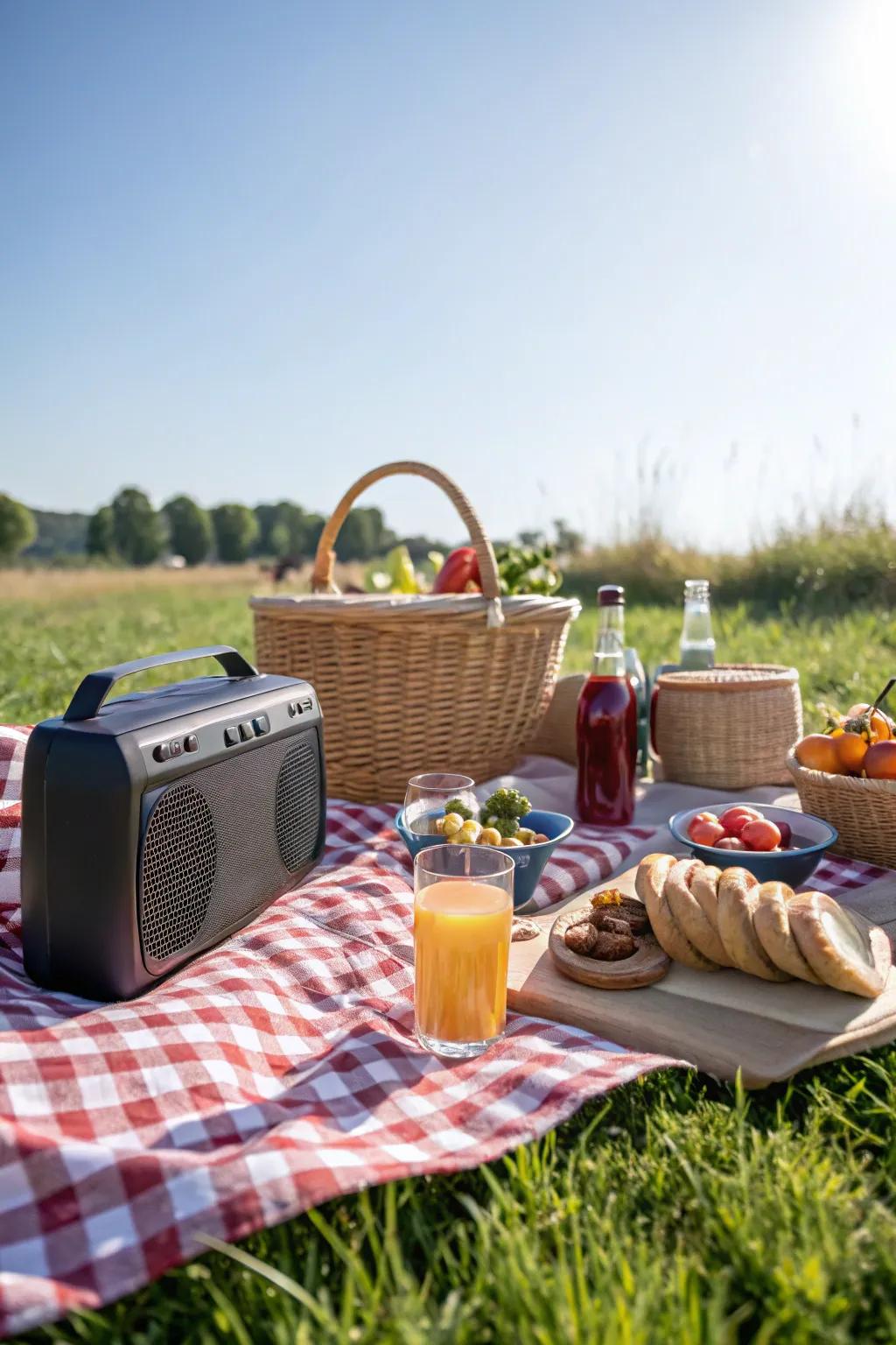 Sound can add a great vibe to the picnic setting.
