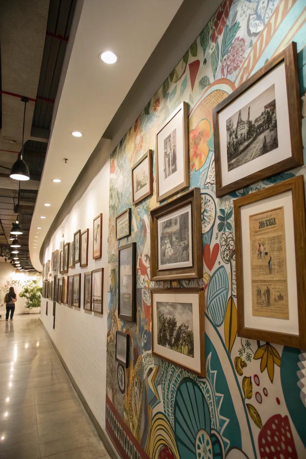 Artistic backdrops add imagination and depth to frame displays.