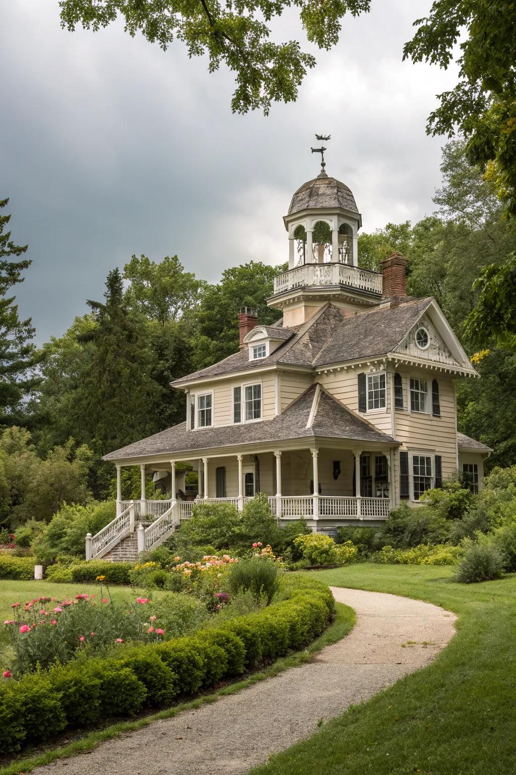 A historical-style house with a timeless cupola.