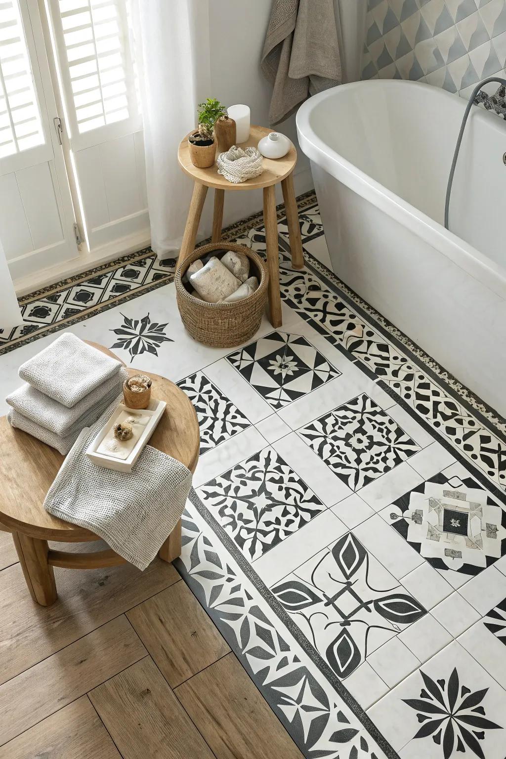 Inject playfulness into your restroom with bold patterns that express your distinct style. 🎉 #PatternPlay #BathroomFun