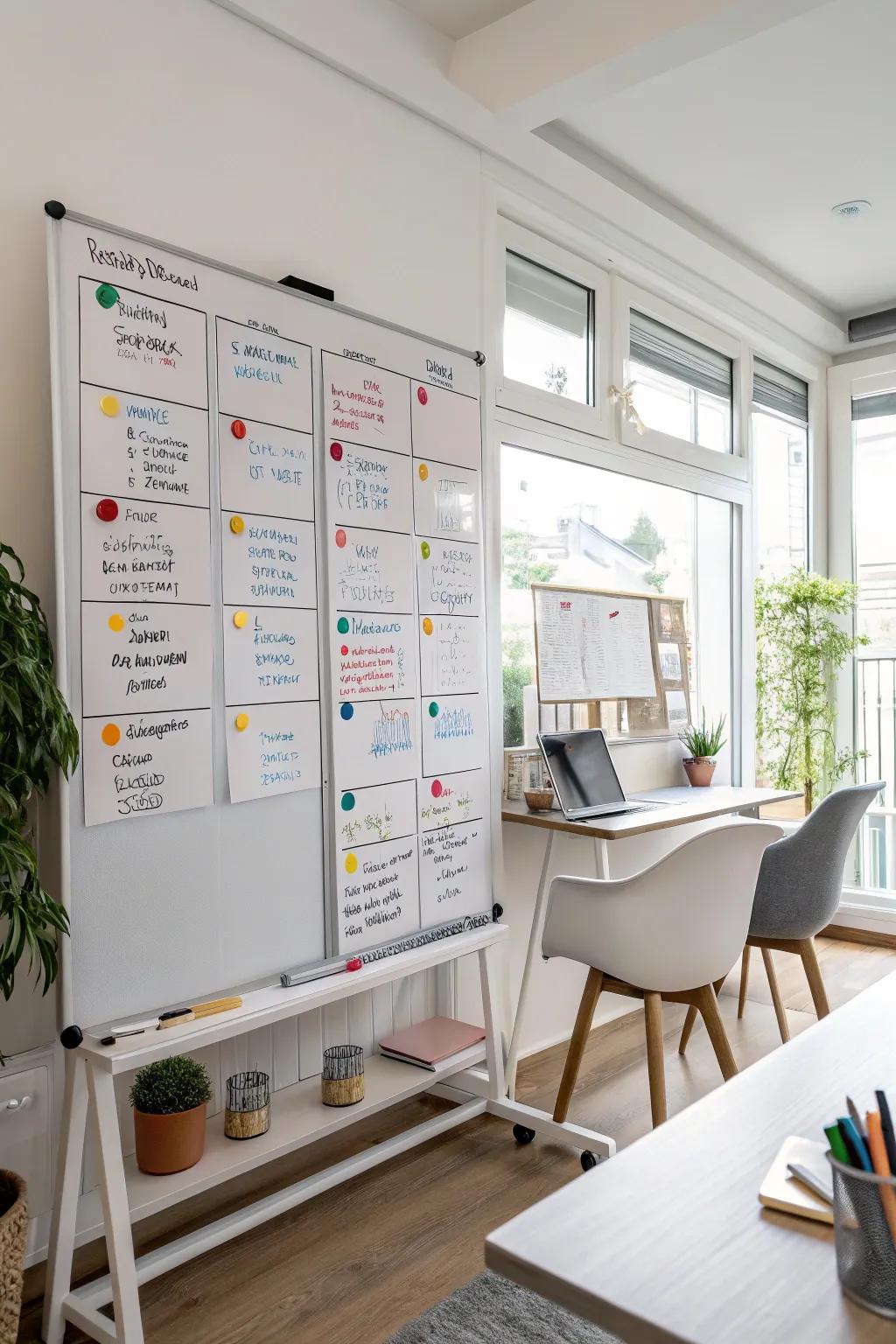 Manage home projects with a whiteboard planner.