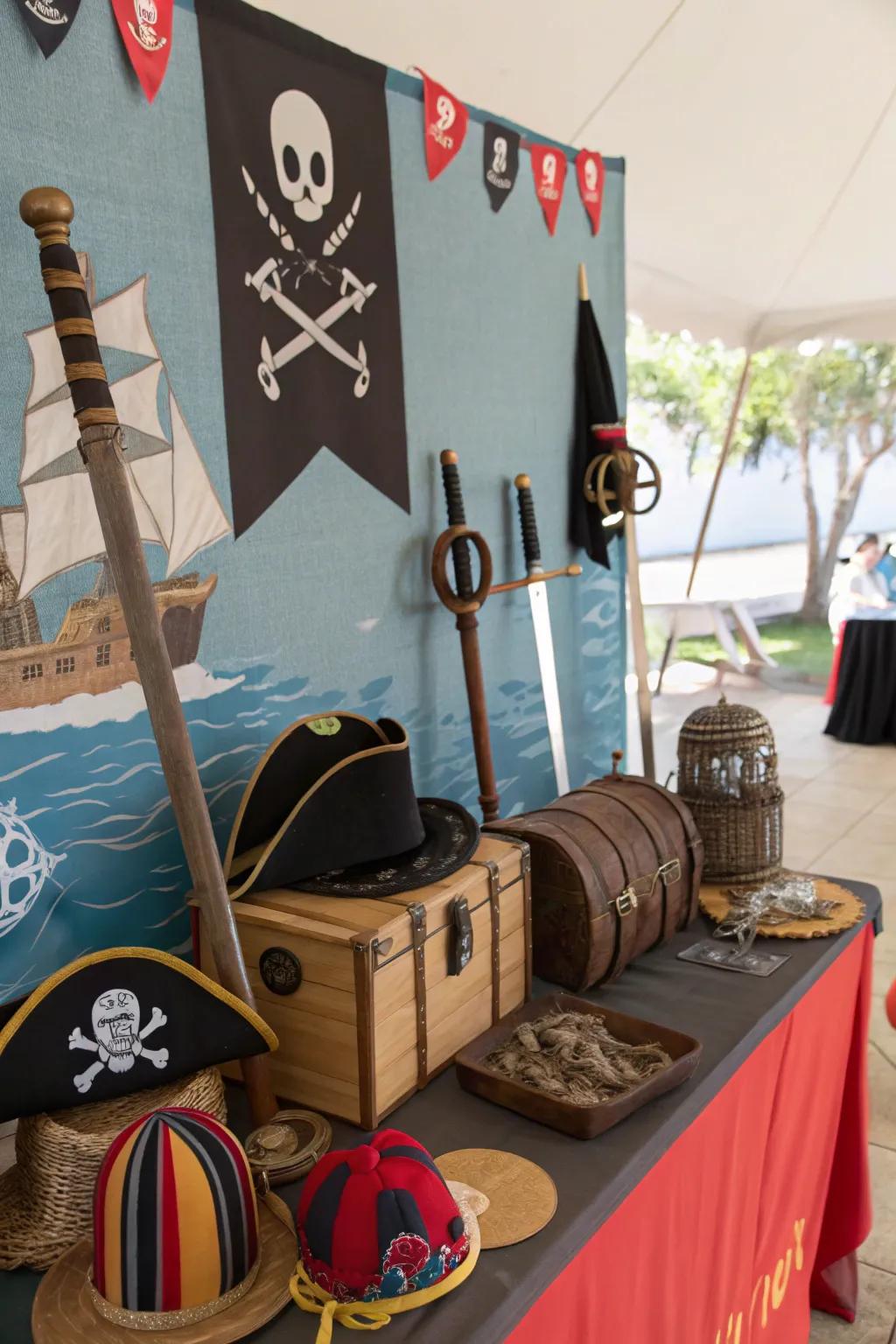 Capture amusement using a thematic snapshot booth overflowing with props.