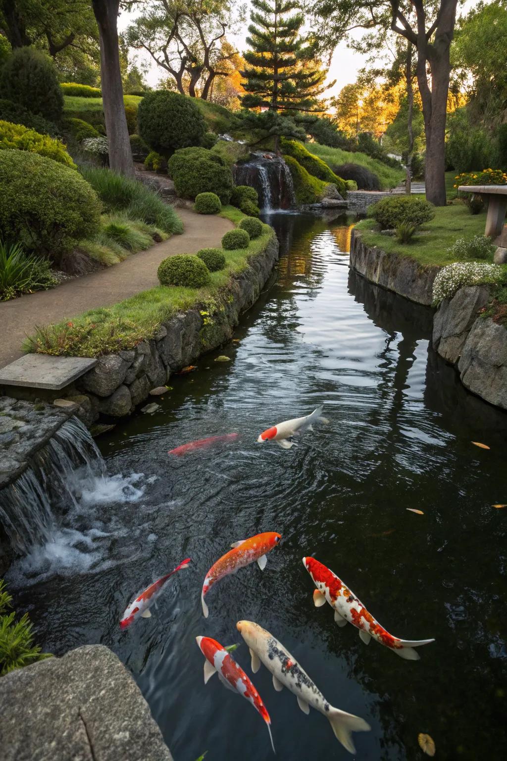 Koi ponds infuse vitality and hue into your water course schematic.