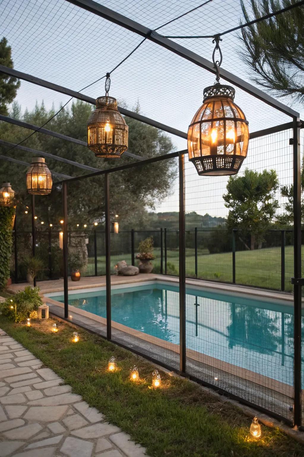 Rustic lanterns add cosiness and charm.
