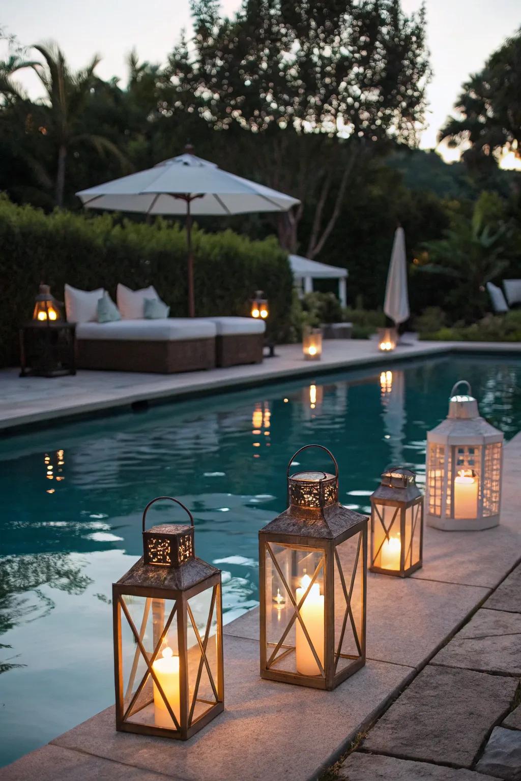 Custom lanterns inject a unique charm to your pool zone.