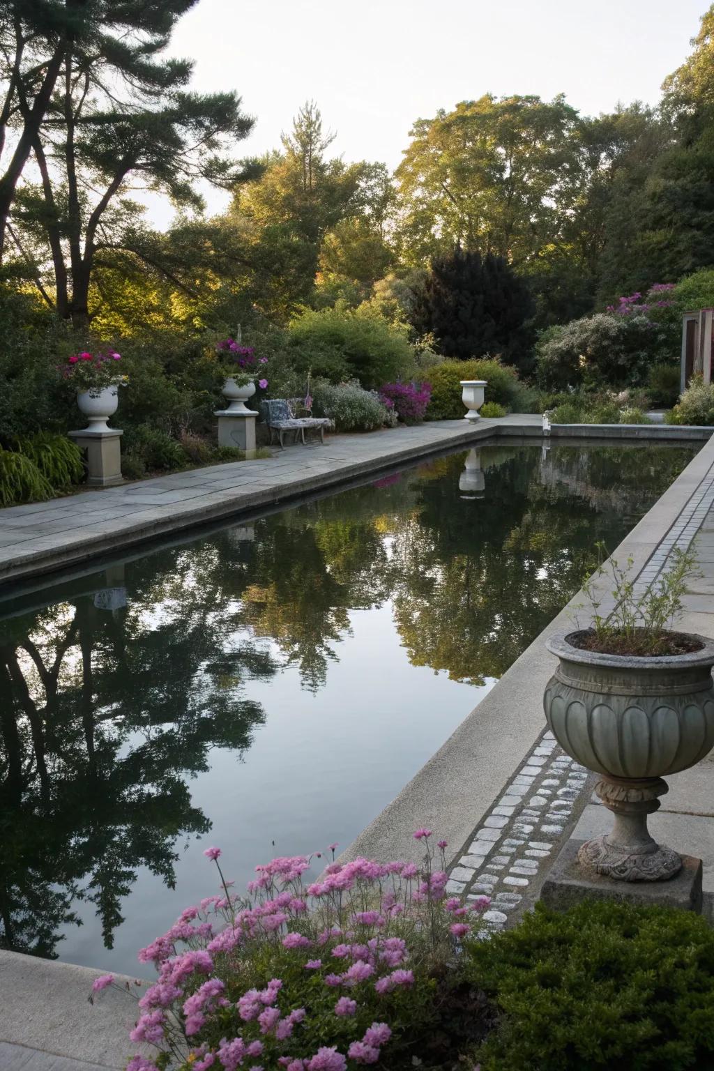 A pool pond crafted for artistic reflections.