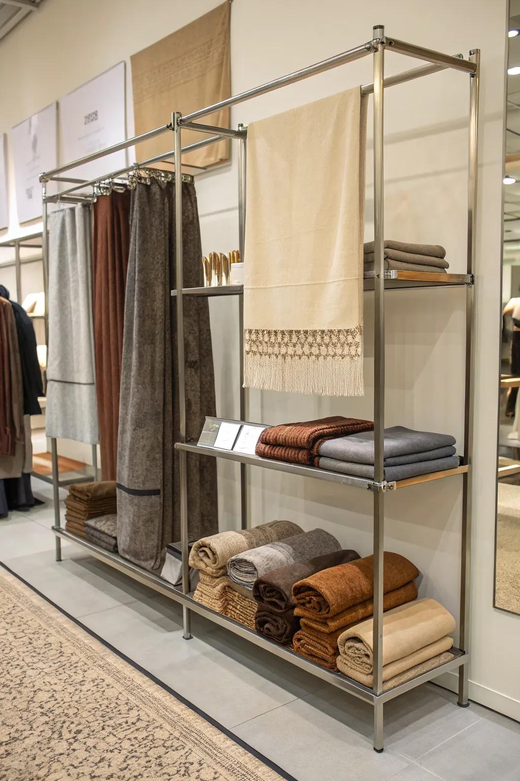 Diverse textures add depth and interest to pop-up shop displays.