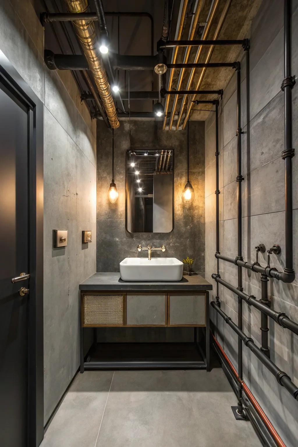 Industrial lighting injects a daring and contemporary design.