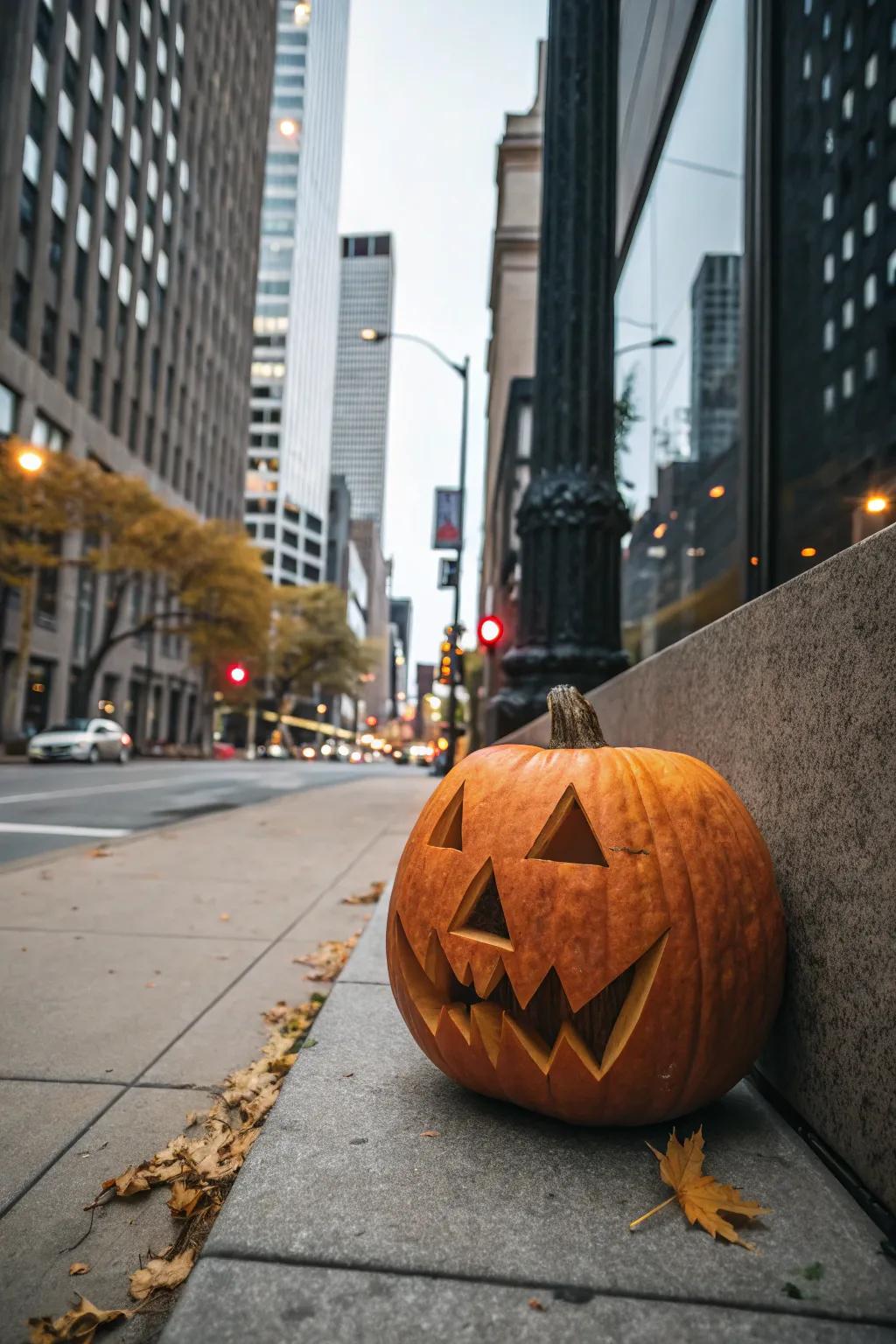 Funky geometric pumpkin face for a daring statement.
