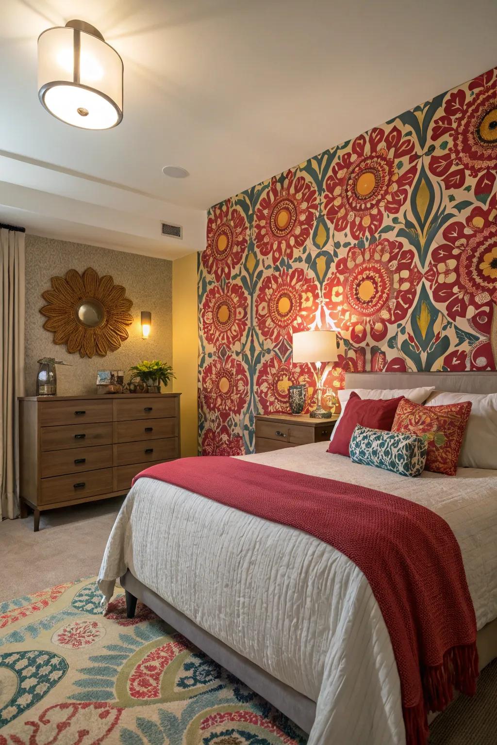 Bright wallpapers brighten your bedroom's design.